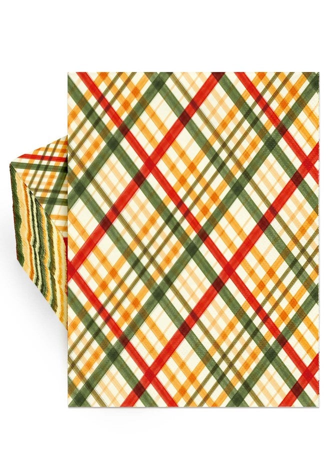 Whaline 80 Counts Checkered Fall Paper Napkins Plaid Disposable Napkins Watercolor Decorative Luncheon Dinner Table Napkins for Autumn Harvest Thanksgiving Party Supplies - Image 1
